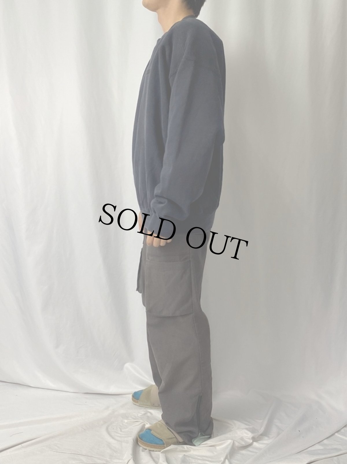 画像3: 90's DISCUS USA製 ロゴ刺繍 前Vスウェット BLACK L (3)