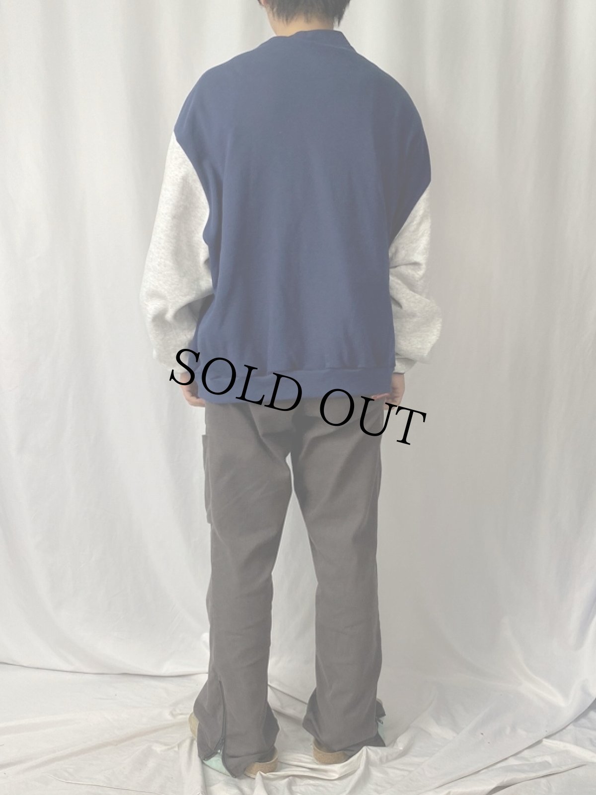 画像4: 90's Sportsmaster USA製 ツートン スウェットスタジャン XXL (4)