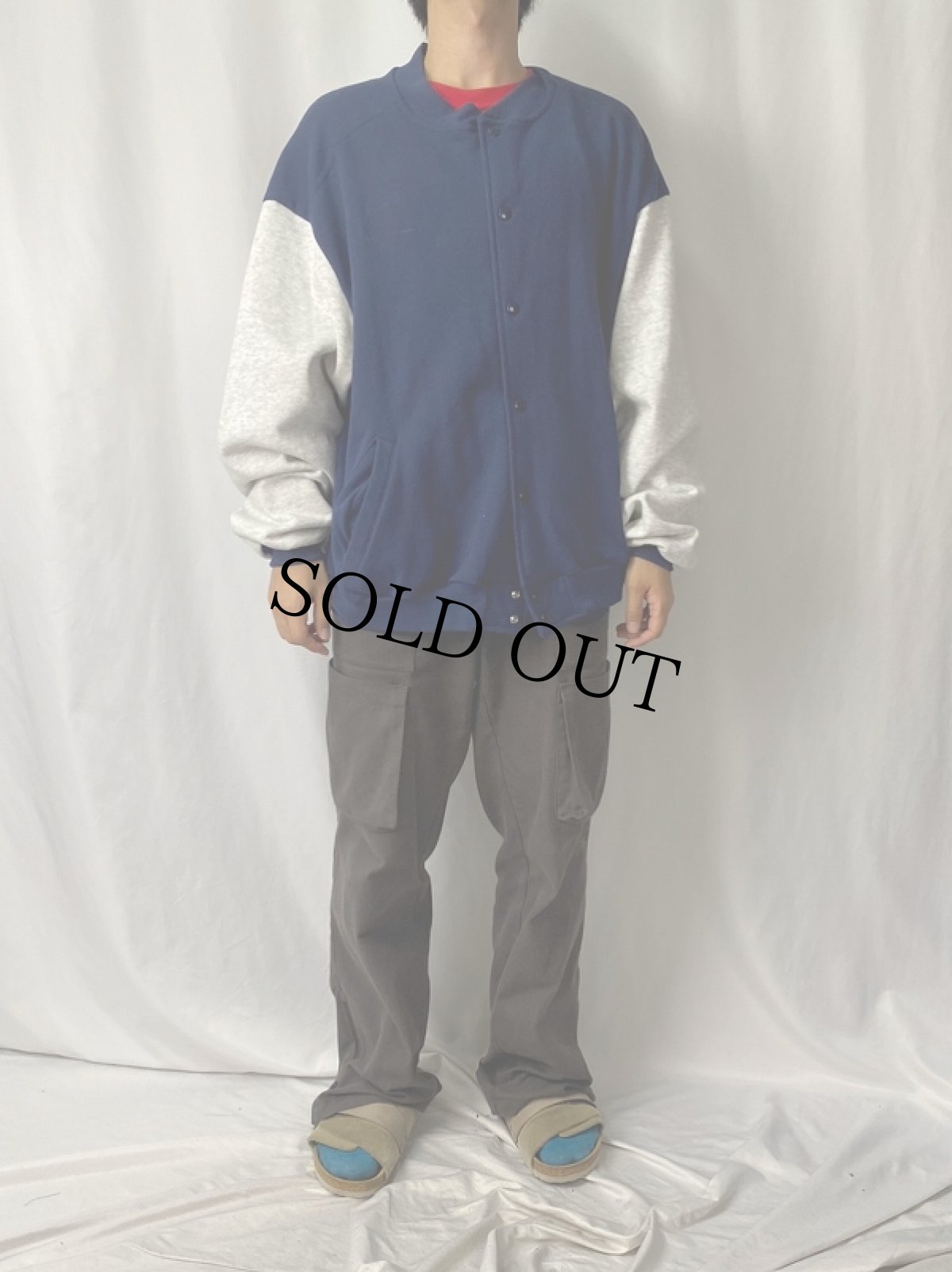 画像2: 90's Sportsmaster USA製 ツートン スウェットスタジャン XXL (2)