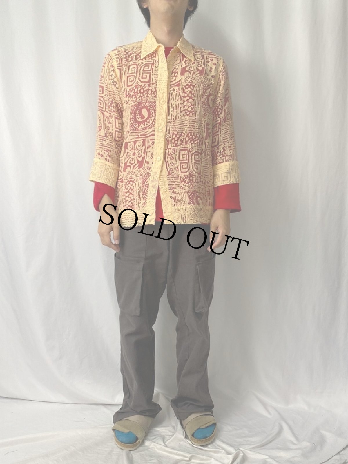 画像2: Rudy Rd. レーヨン×ナイロン 総柄 シースルーシャツ 10 (2)