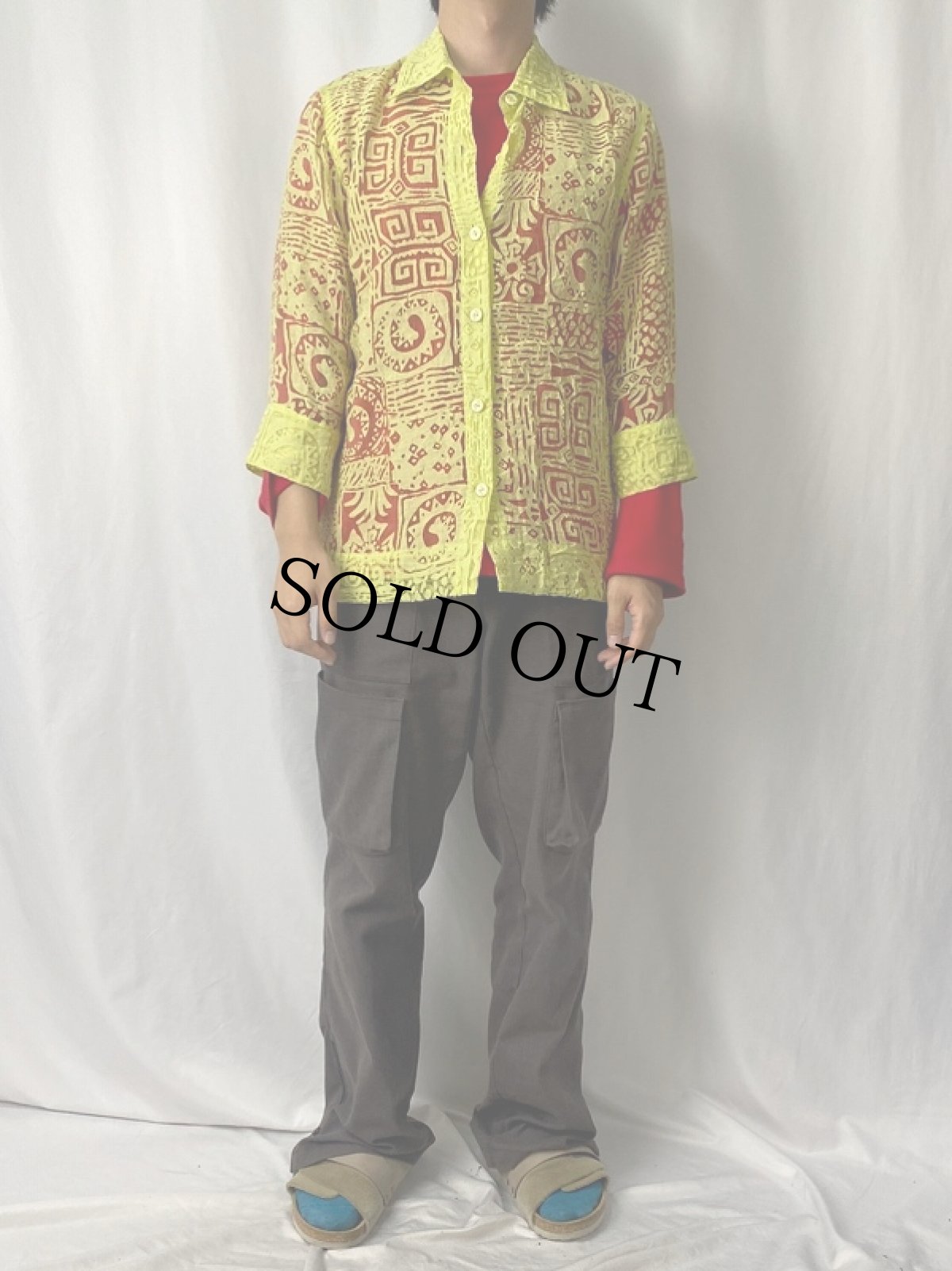 画像5: Rudy Rd. レーヨン×ナイロン 総柄 シースルーシャツ 10 (5)