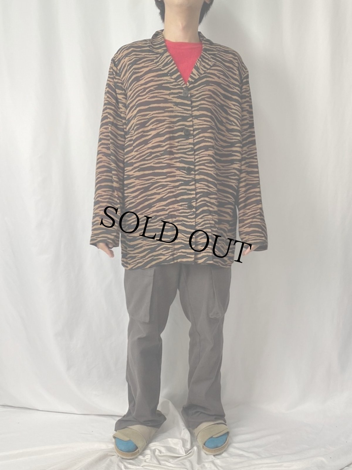 画像2: JOSEPHINE CHAUS アニマル柄 レーヨン シースルーシャツ　 (2)