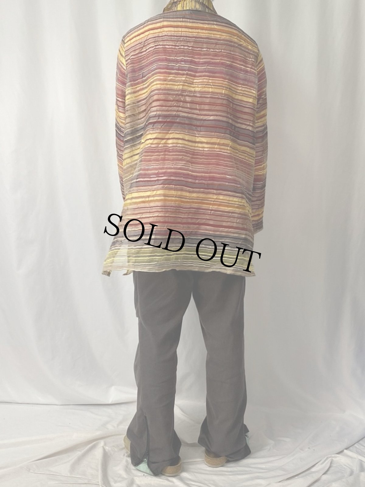 画像4: citiknit マルチボーダー柄 シースルーシャツ 1X (4)