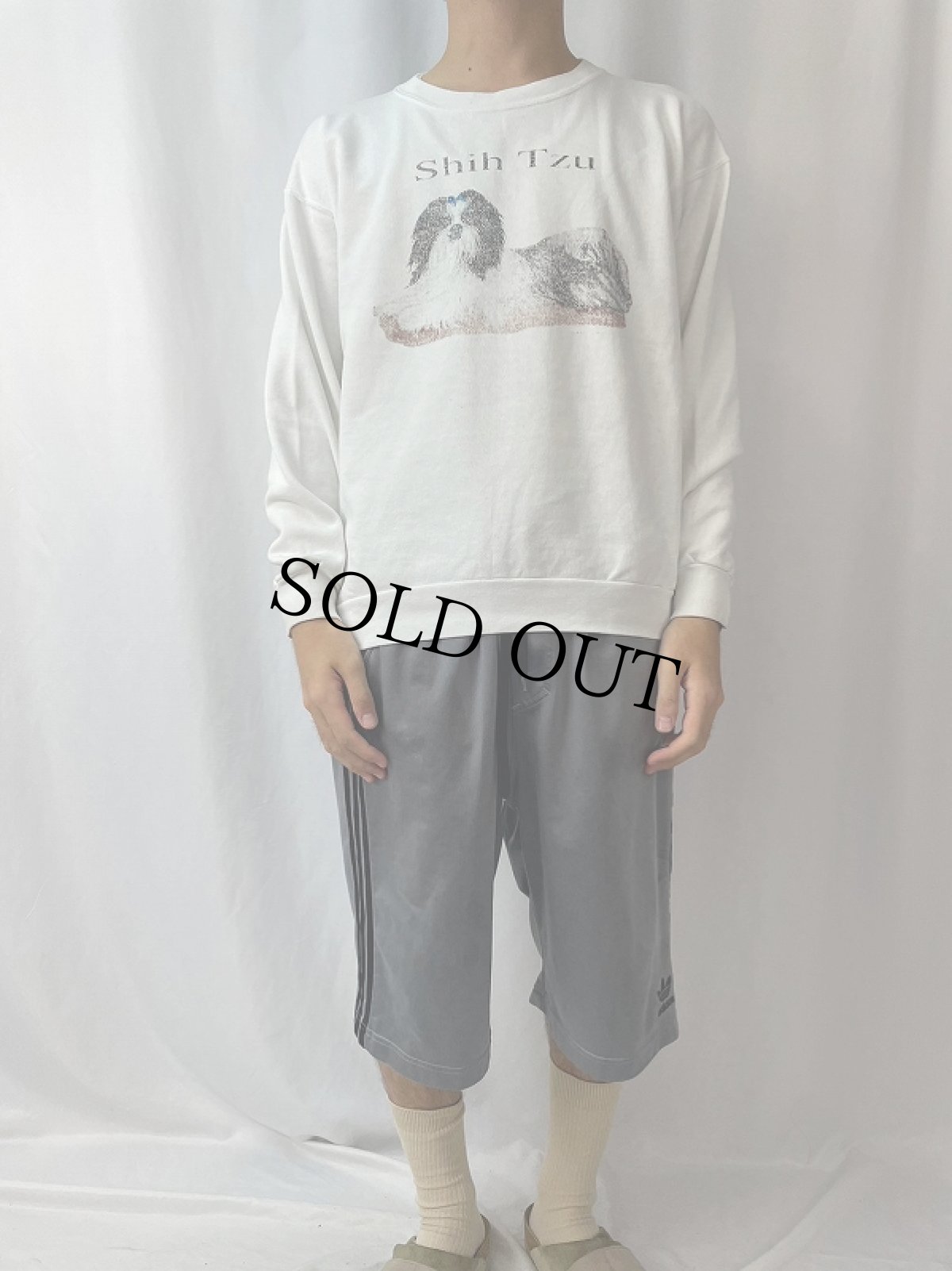 画像2: 90's〜 "Shih Tzu" 犬プリントスウェット L (2)