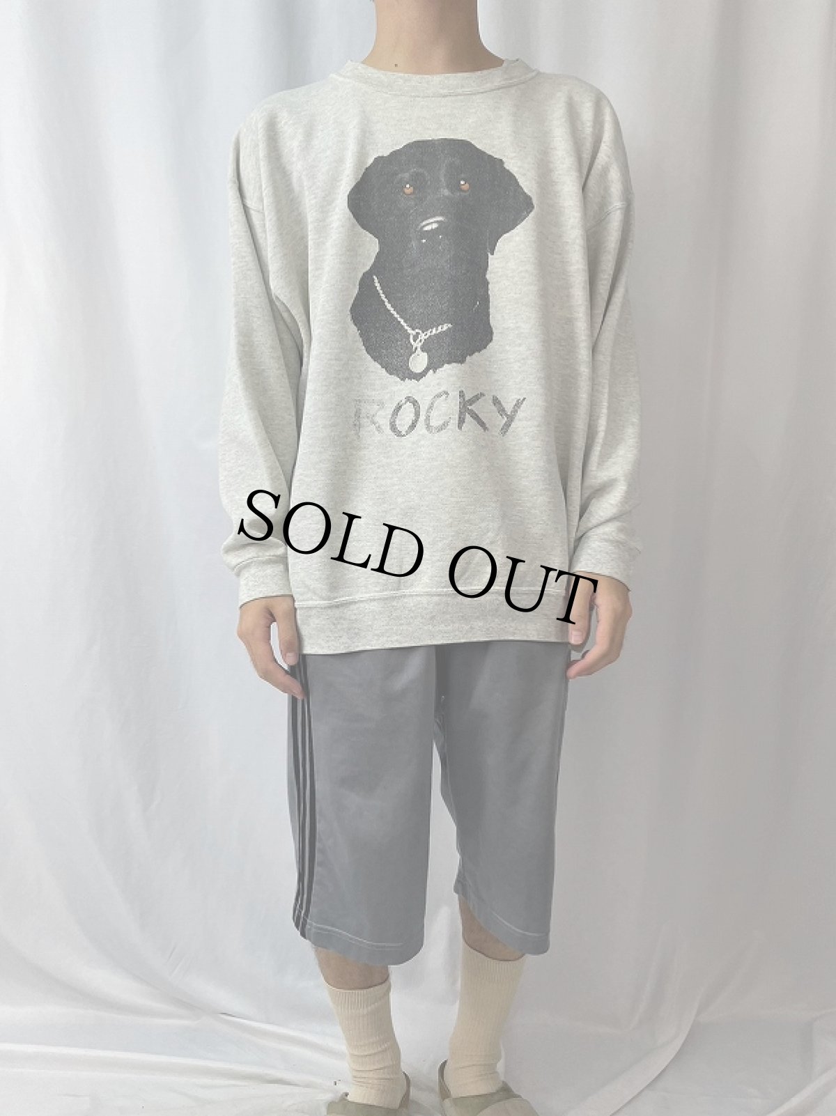 画像2: 90's USA製 "ROCKY" 犬プリントスウェット XXL (2)