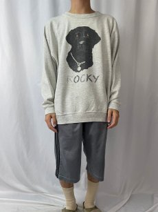 画像2: 90's USA製 "ROCKY" 犬プリントスウェット XXL (2)