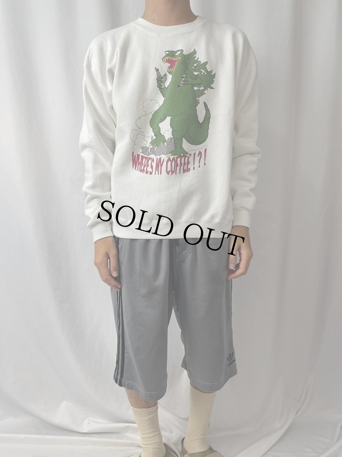 画像2: 90's USA製 "WHERE'S MY COFFEE !?!" イラストプリンスウェット L (2)