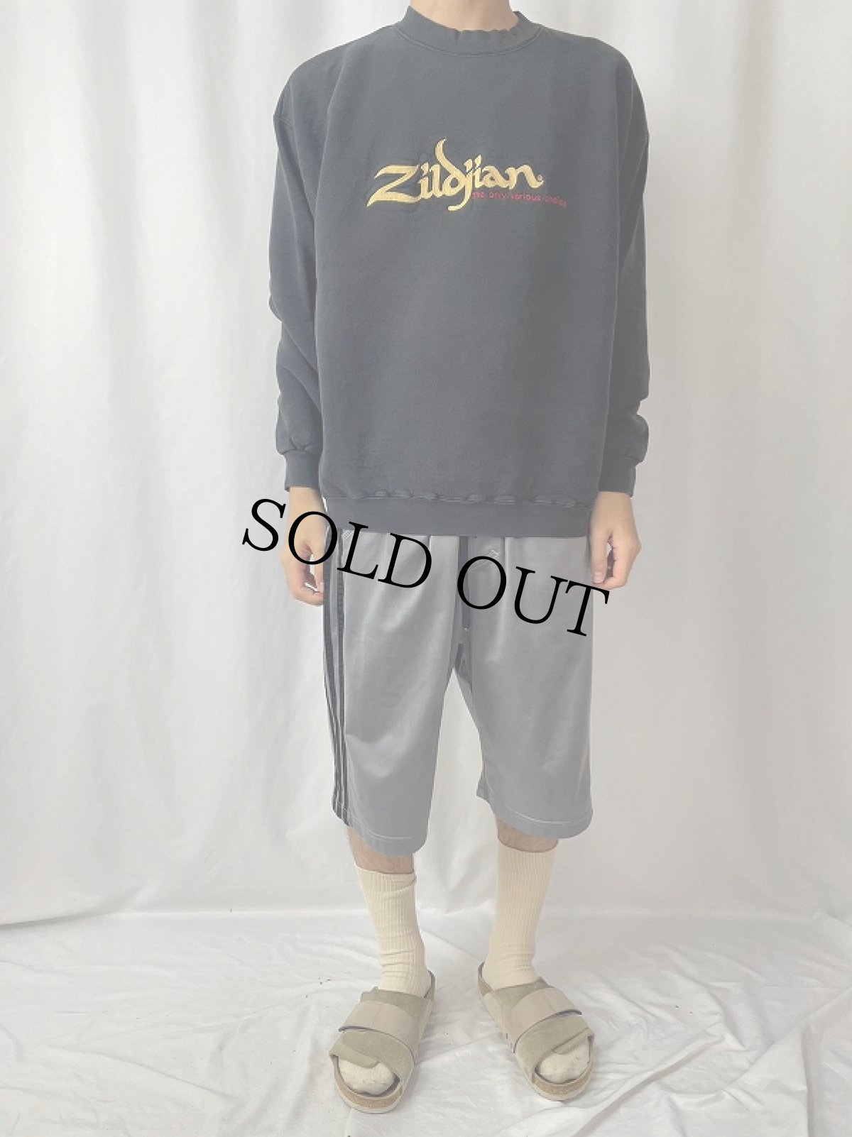 画像2: 90's Zildjian USA製 "The only serious choice" 楽器メーカー ロゴ刺繍スウェット BLACK L (2)