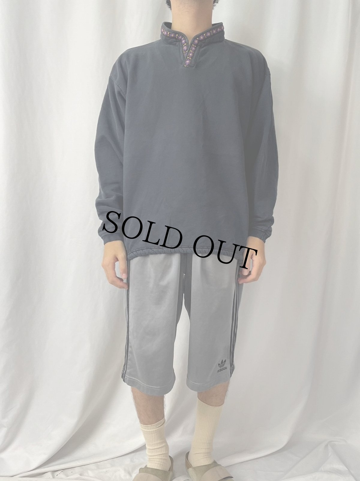 画像2: 90's alf USA製 チロリアンテープ スウェット BLACK XL (2)