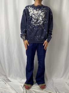 画像2: 2000's GAP 前V ペンキペイント スウェット NAVY M (2)