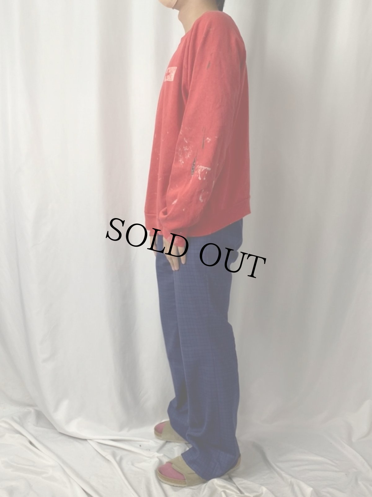 画像3: 80's Champion トリコタグ USA製 "American Red Cross" ペンキペイント ラグランスウェット XL (3)