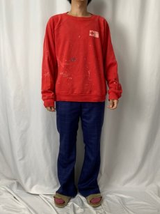 画像2: 80's Champion トリコタグ USA製 "American Red Cross" ペンキペイント ラグランスウェット XL (2)