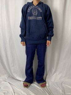 画像2: 80's Champion REVERSE WEAVEトリコタグ USA製 "GEORGETOWN UNIVERSITY" スウェットフーディ NAVY XL (2)