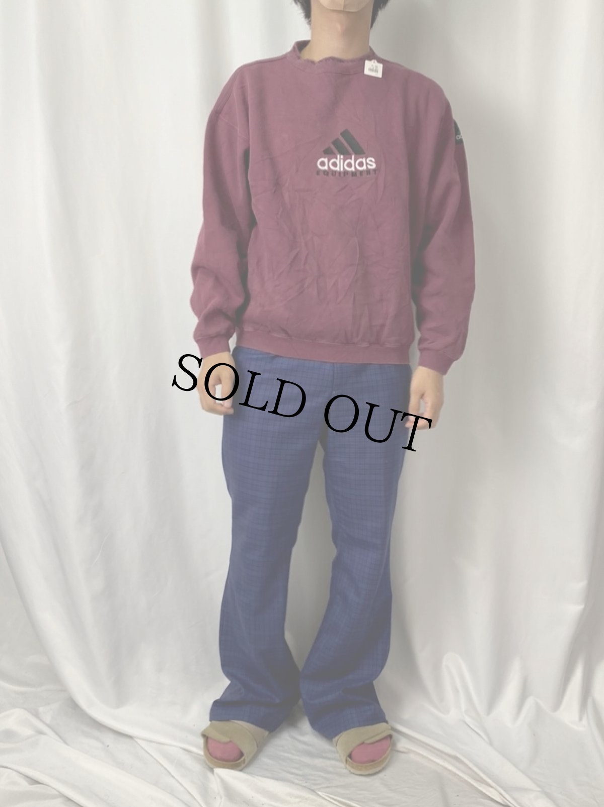 画像2: 90's adidas EQUIPMENT ロゴ刺繍 モックネックスウェット S (2)