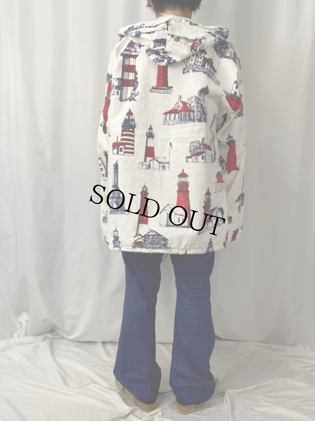 画像4: 80〜90's MICHIGAN RAG USA製 ライトハウス柄 パーカー XL (4)