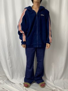 画像3: 90's adidas サイドライン フリースジップパーカー NAVY L (3)