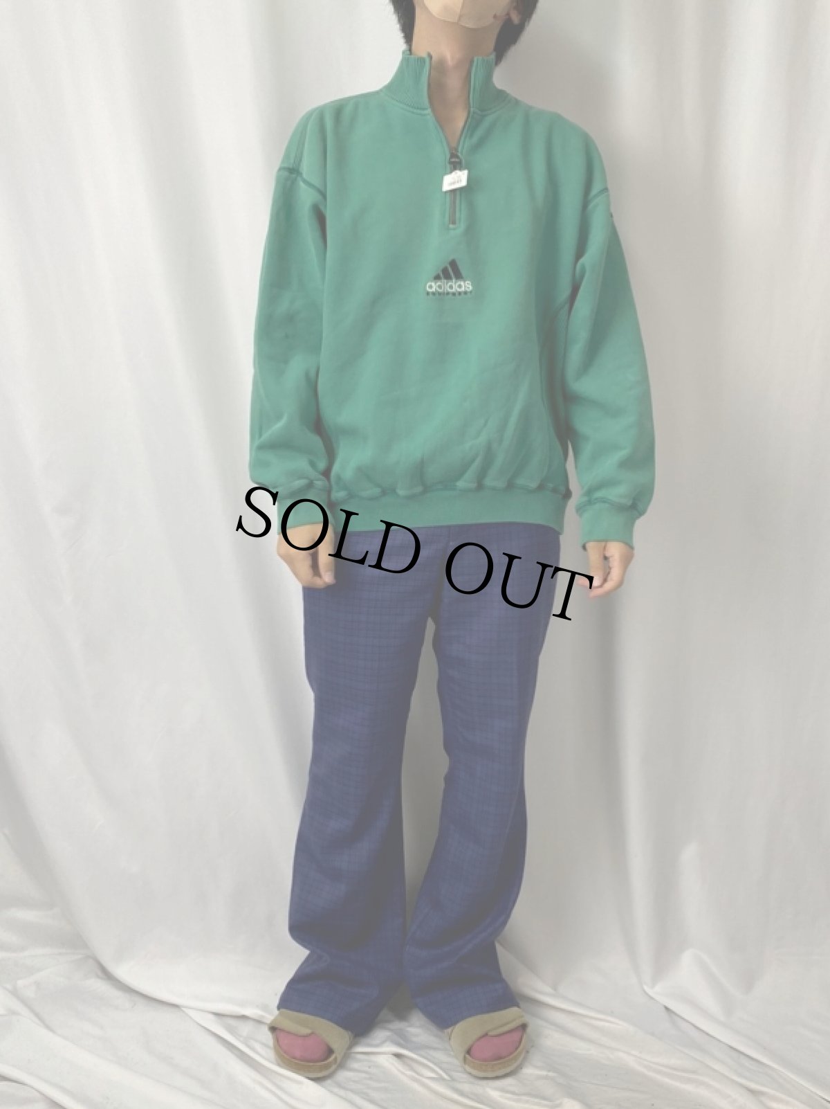 画像2: 90's adidas EQUIPMENT ロゴ刺繍 ハーフジップスウェット M (2)