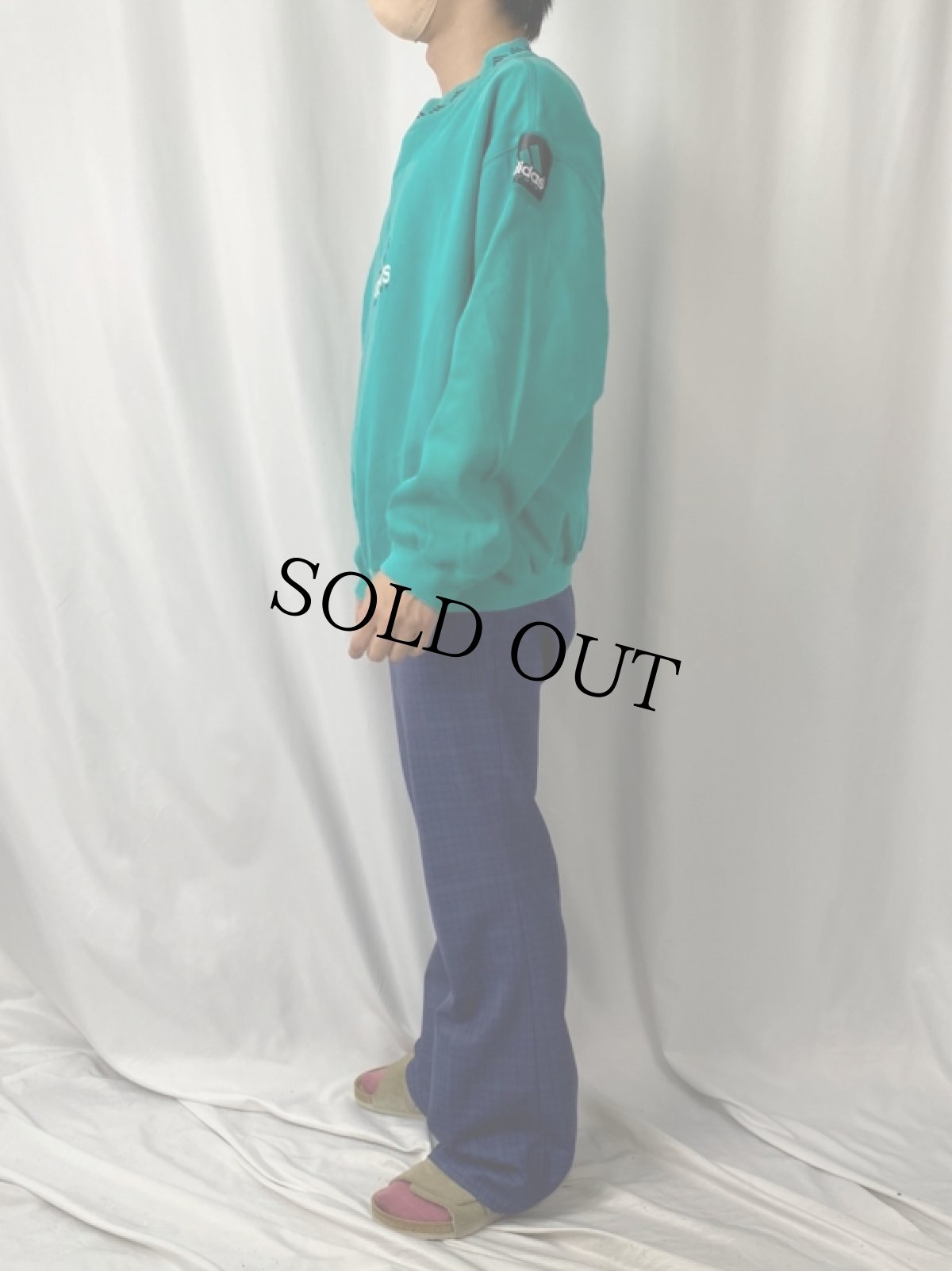 画像3: 90's adidas EQUIPMENT ロゴ刺繍 モックネックスウェット S (3)