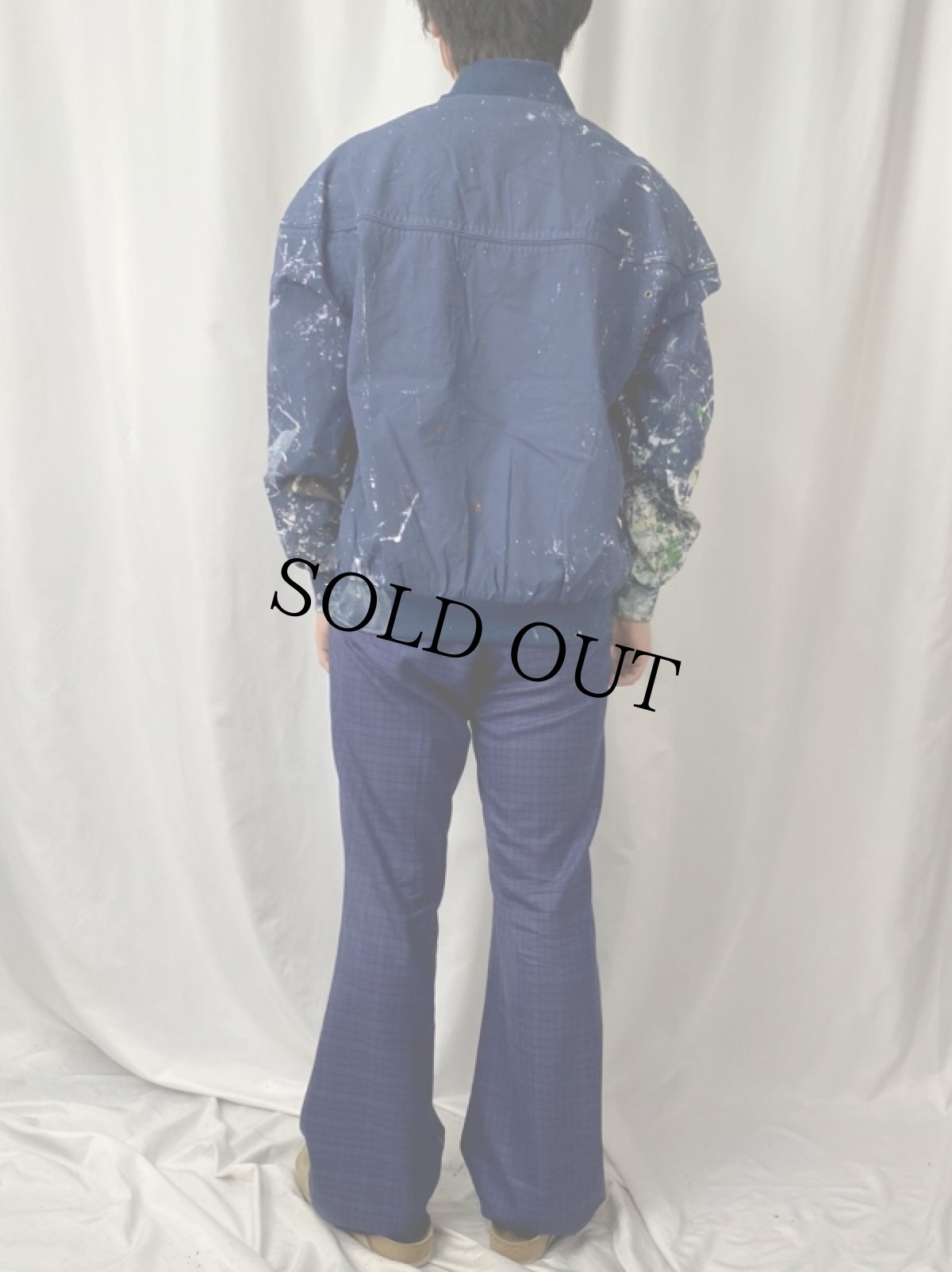 画像4: 90's Munsingwear KOREA製 ペンキペイント ダービージャケット NAVY M (4)