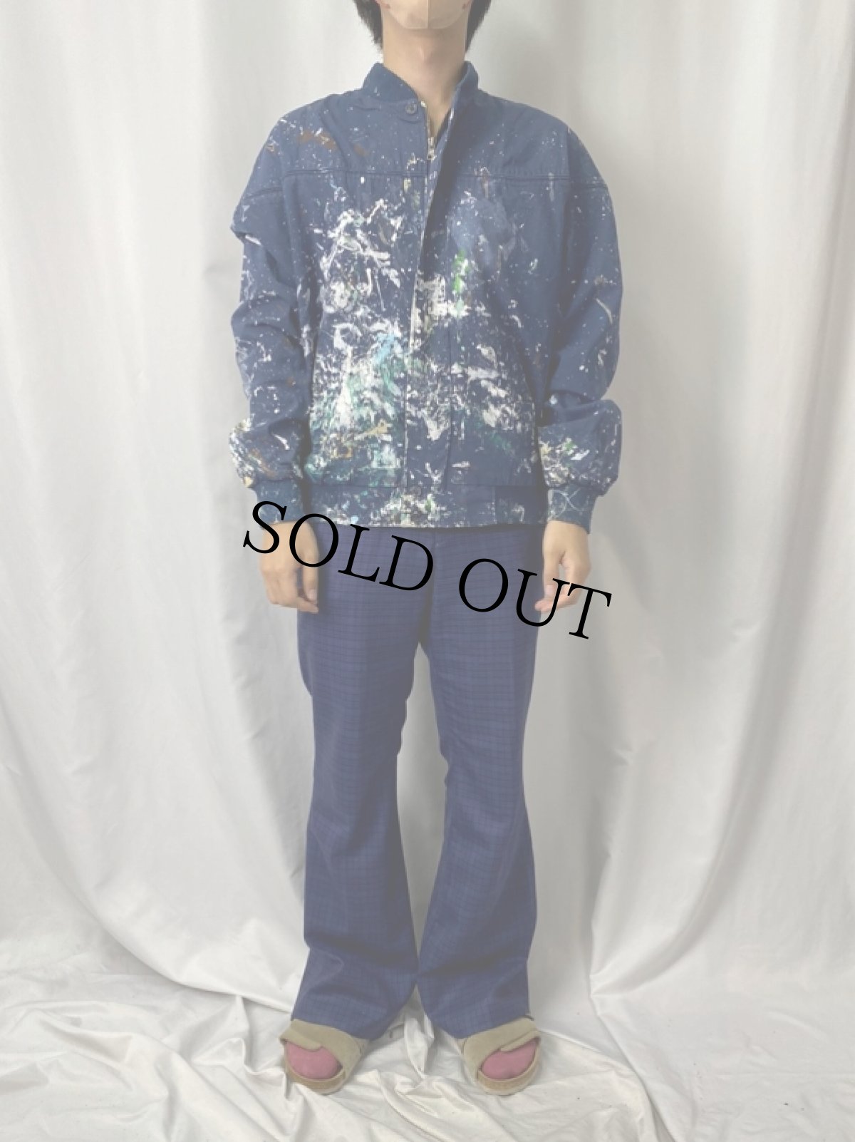 画像2: 90's Munsingwear KOREA製 ペンキペイント ダービージャケット NAVY M (2)