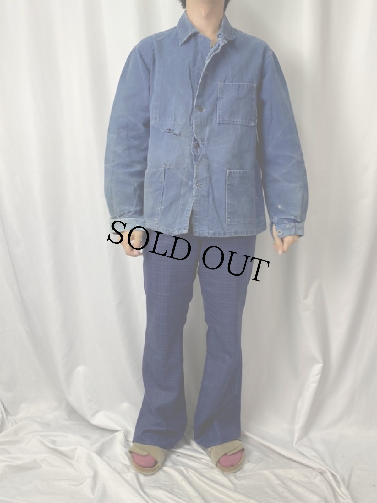 画像2: VINTAGE EURO コットンツイル カバーオール SIZE48 (2)