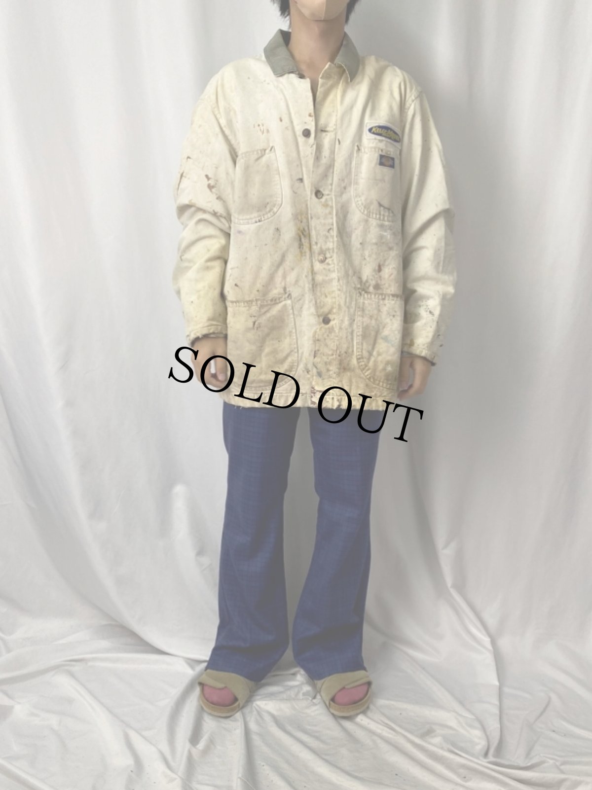 画像2: Dickies ペンキペイント コットンカバーオール L (2)