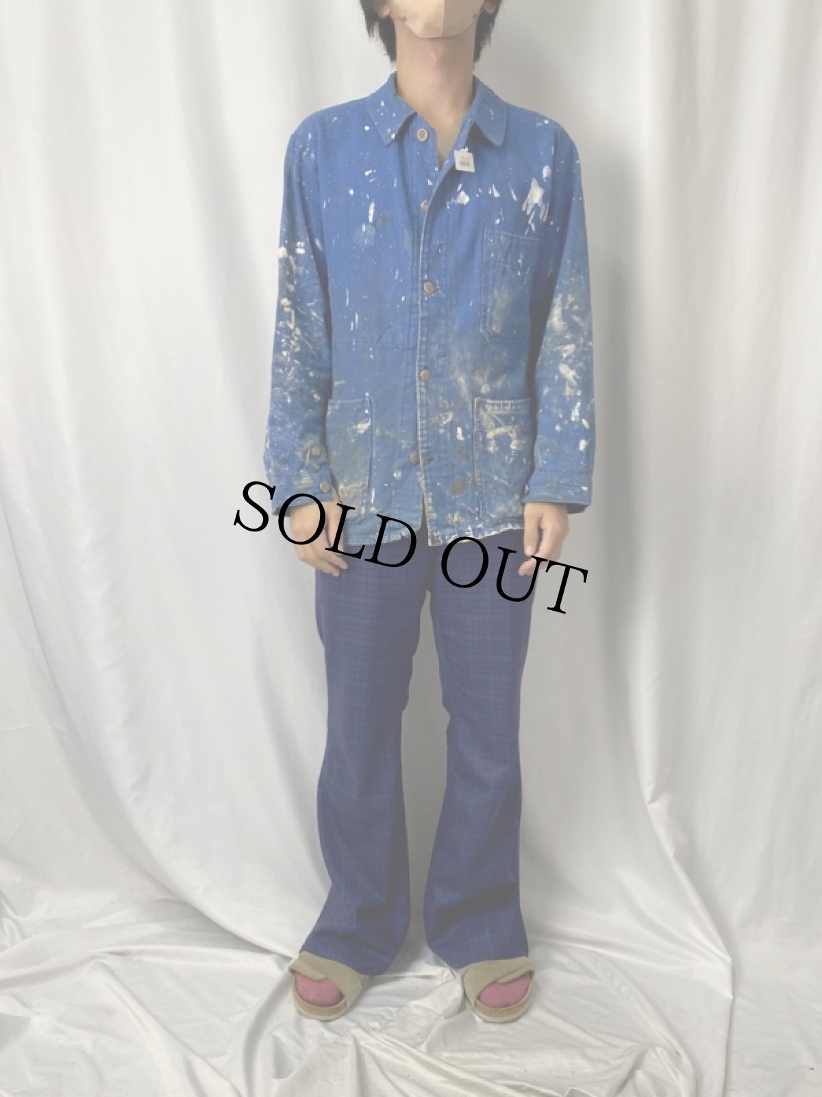 画像2: VINTAGE EURO ペンキペイント コットンカバーオール SIZE42 (2)