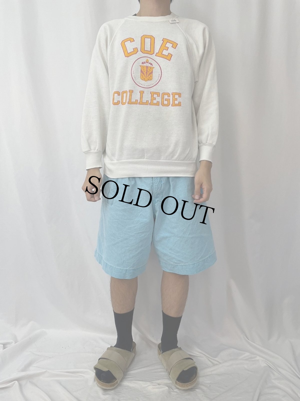 画像2: 80's "COE COLLEGE" カレッジプリントラグランスウェット (2)