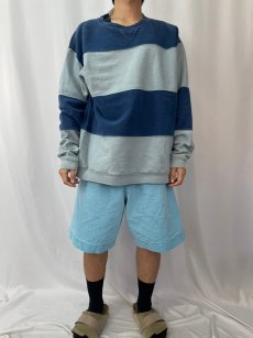 画像2: 90's LANDS'END USA製 ボーダー柄 前V 鹿の子スウェット XL (2)