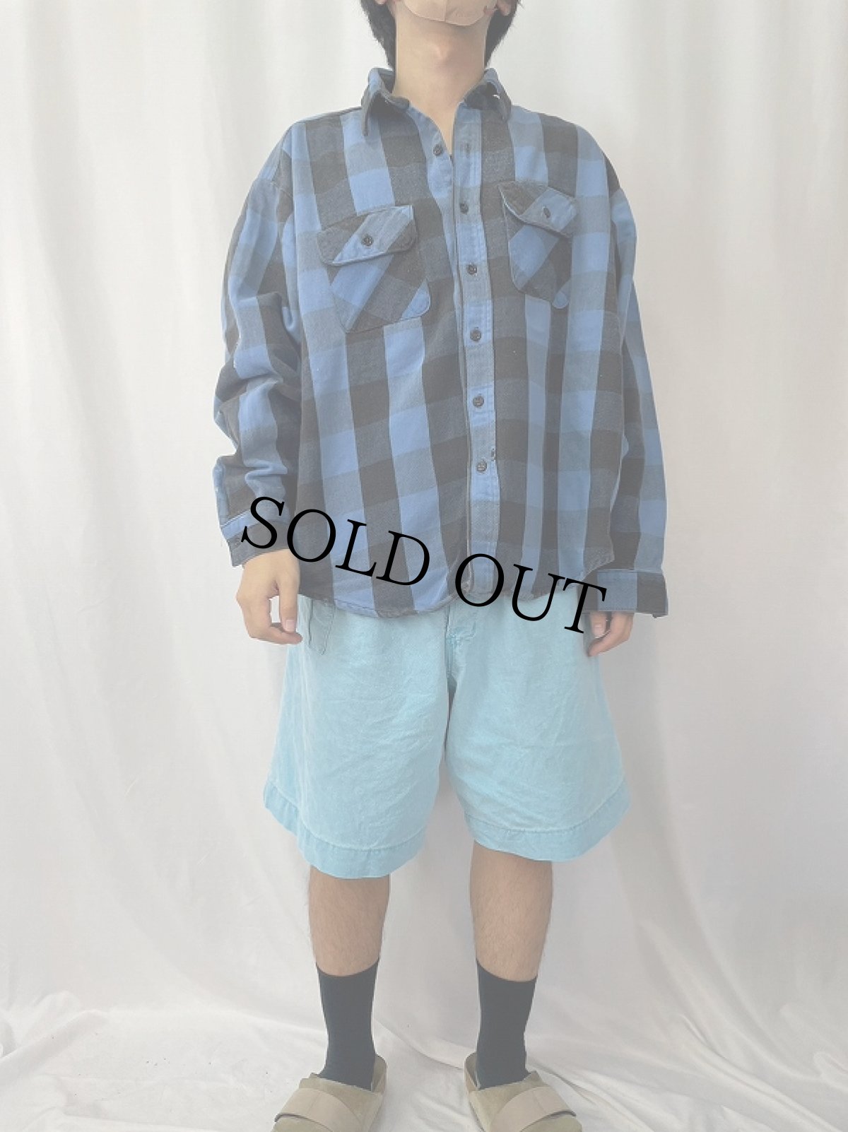 画像2: 80's DAKOTA BY FIVEBROTHER USA製 ブロックチェック柄 ヘビーネルシャツ 2XL (2)