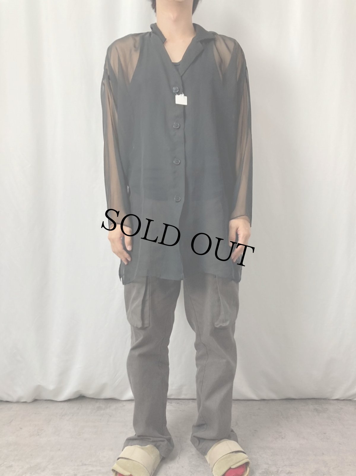 画像2: 80〜90's MODA INTL オープンカラーシースルーシャツ ONESIZE (2)