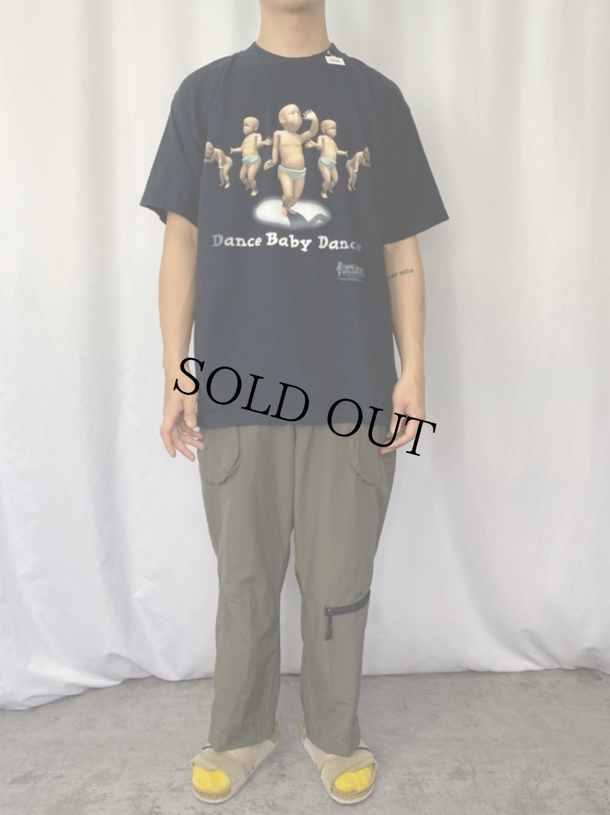 画像2: 90's THE DANCING BABY "Dance Baby Dance" イラストプリントTシャツ BLACK XL (2)