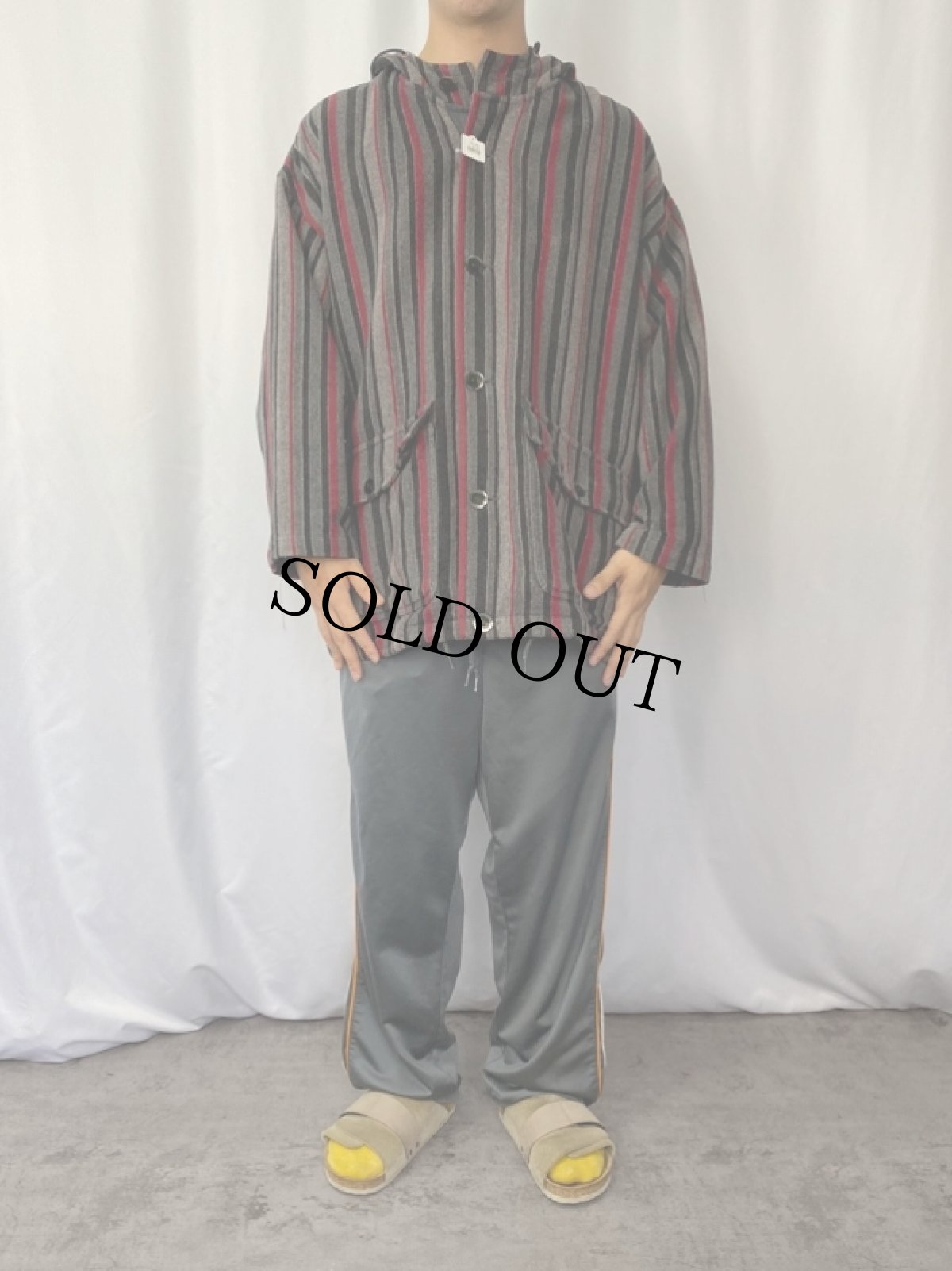 画像2: ESPRIT マルチストライプ柄 ウールジャケット L (2)