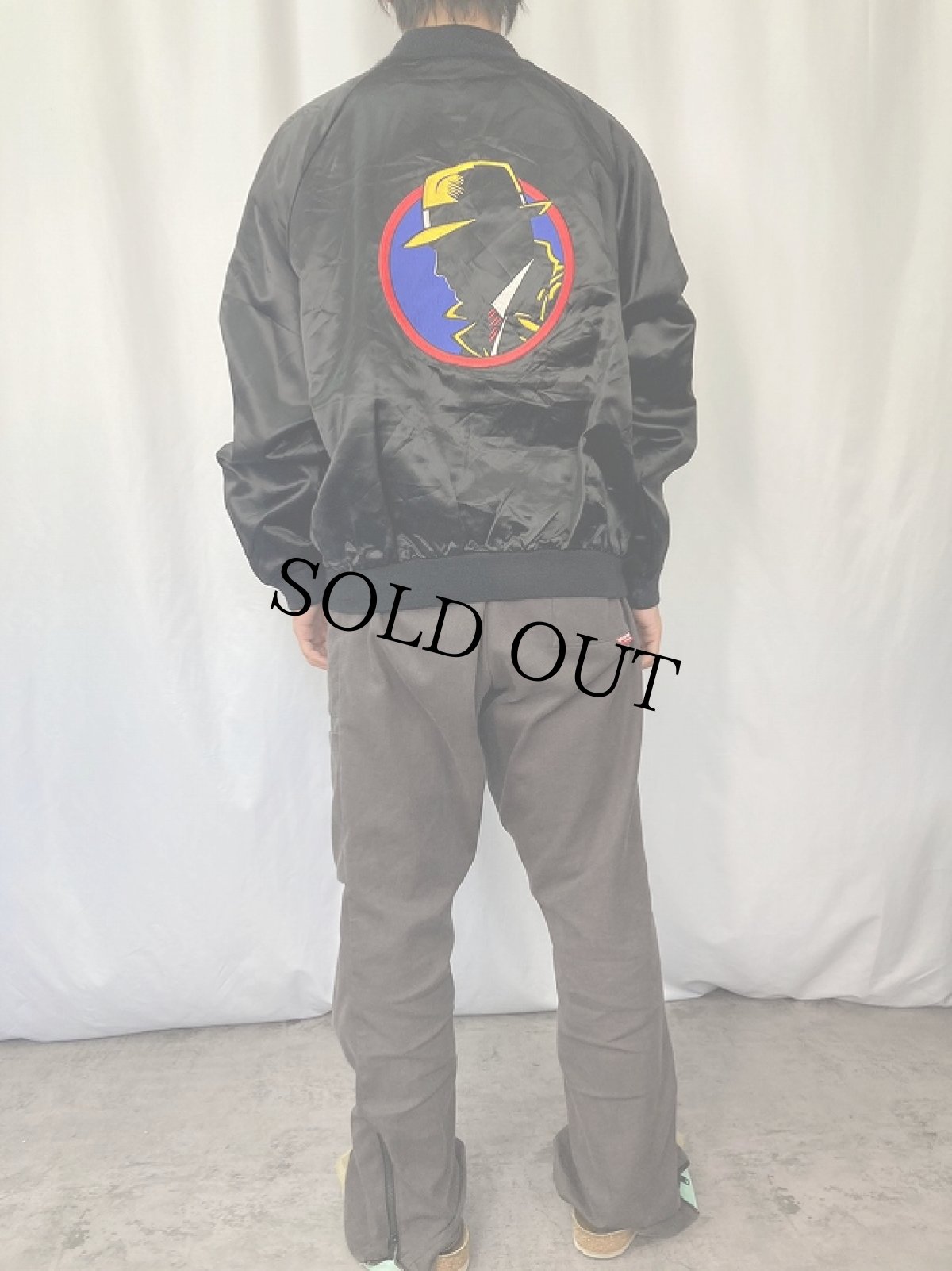 画像4: 90's Dick Tracy 映画ロゴ刺繍 サテンジャケット L (4)