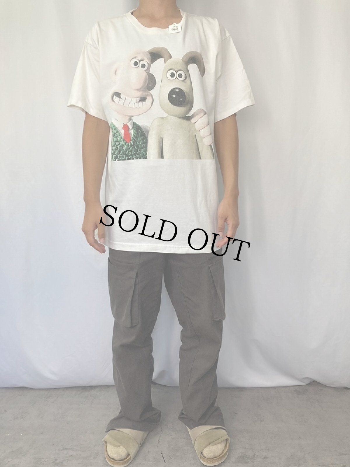 画像2: 90's WALLACE & GROMIT アニメキャラクタープリントTシャツ XL (2)