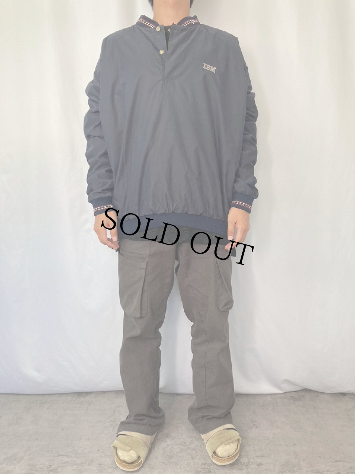 画像2: Signature Collection by MTi "IBM" 企業ロゴ 刺繍プルオーバージャケット NAVY  XL (2)