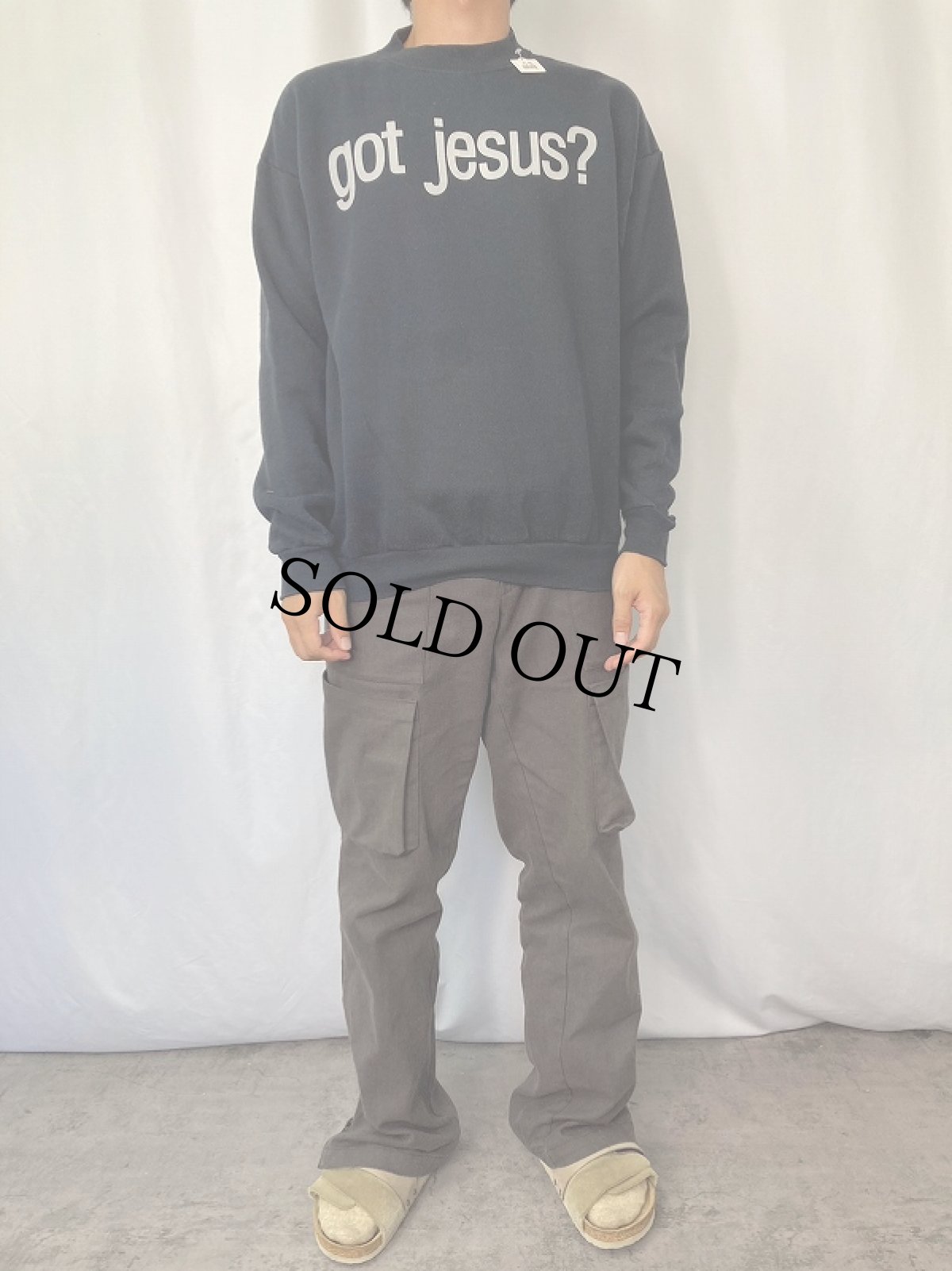 画像2: MAYBERRY U.S.A. APPAREL "got jesus?" パロディスウェット BLACK M (2)