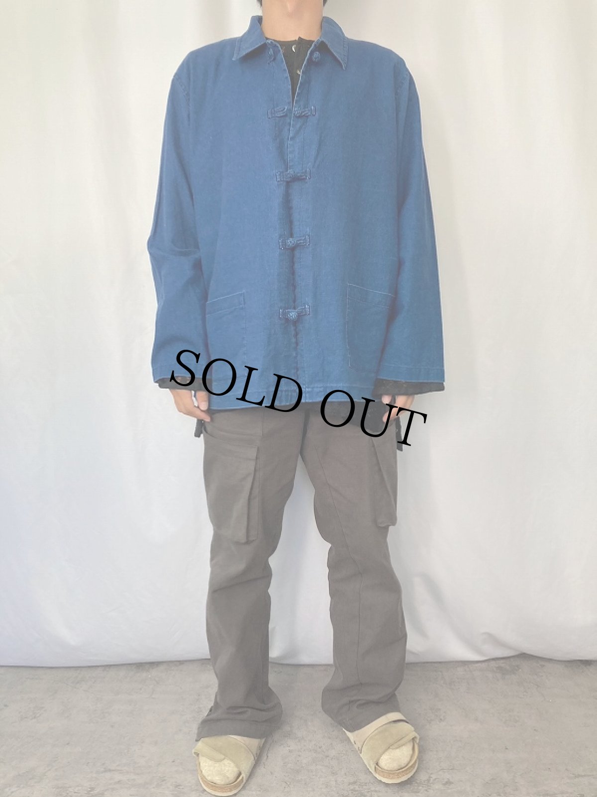 画像2: SAG HARBOR デニムカンフーシャツ (2)
