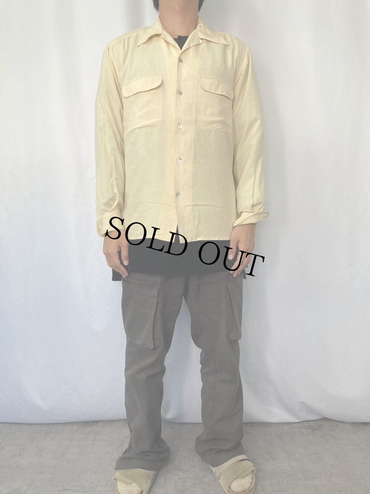 画像2: 80〜90's HENRI BENDEL New York オープンカラー シルクシャツ S (2)