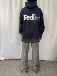 画像4: 90's Lee "FedEx" 企業ロゴプリントスウェットフーディ NAVY (4)