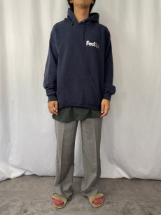 画像3: 90's Lee "FedEx" 企業ロゴプリントスウェットフーディ NAVY (3)