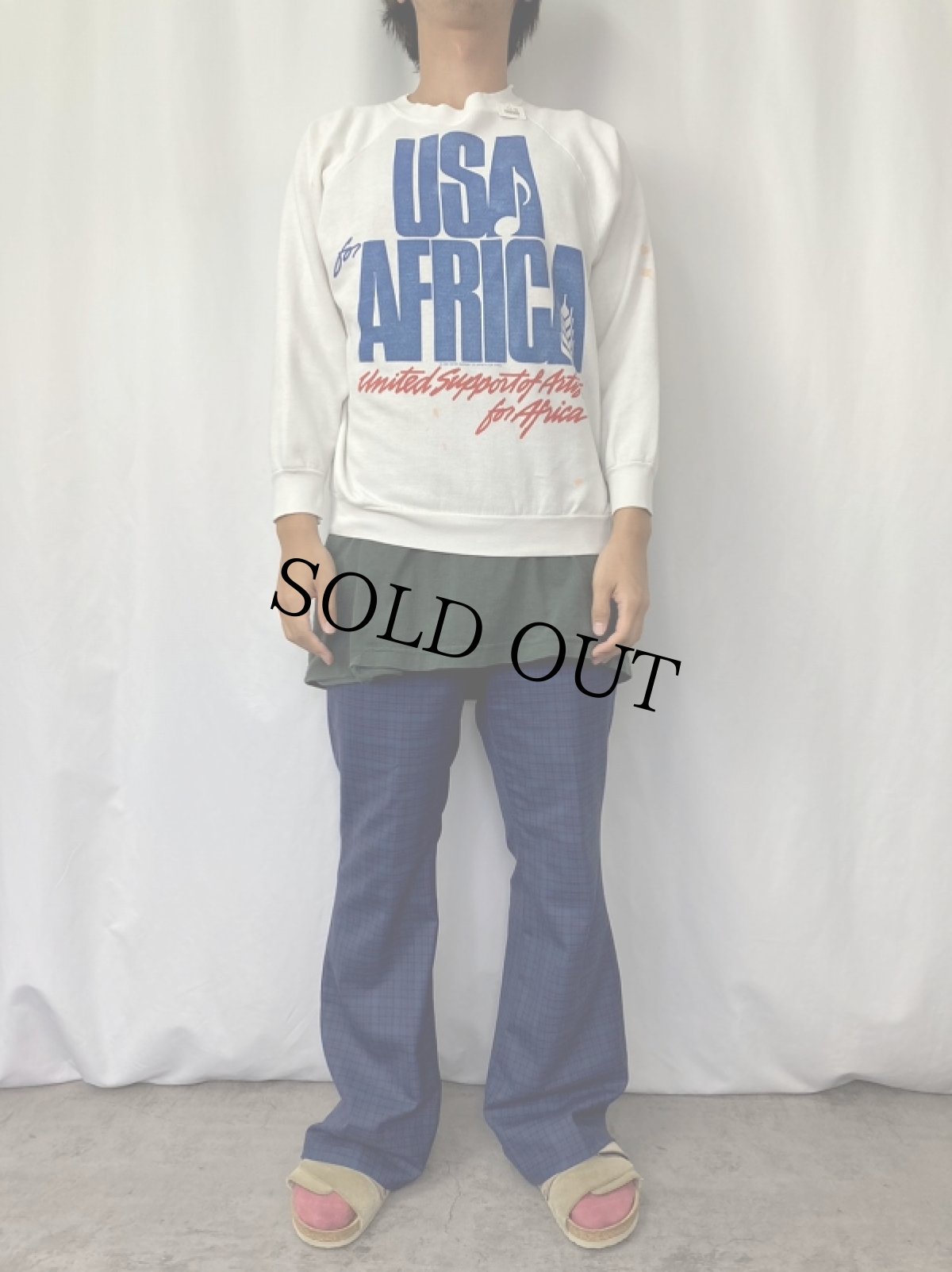 画像2: 80's USA for Africa "We Are The World" チャリティーソング プリントスウェット  (2)