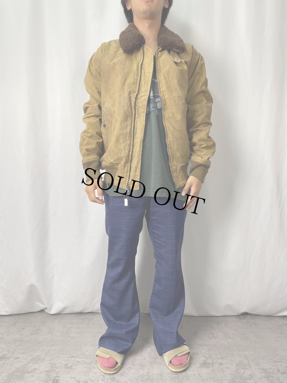 画像2: 90's POLO Ralph Lauren USA製 "B-15 TYPE" 襟ボア オイルドジャケット M (2)