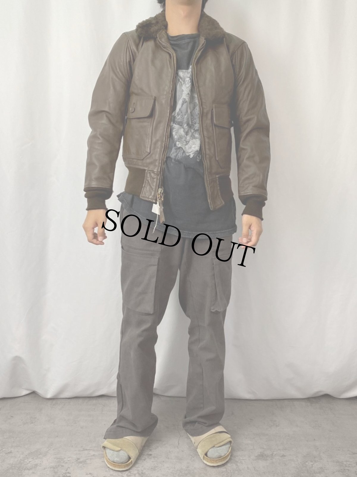 画像2: 80''s U.S.NAVY G-1フライトジャケット SIZE36 (2)