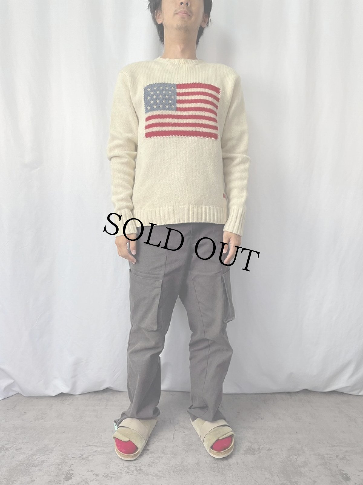 画像2: POLO Ralph Lauren 星条旗柄 ウールニットセーター L (2)