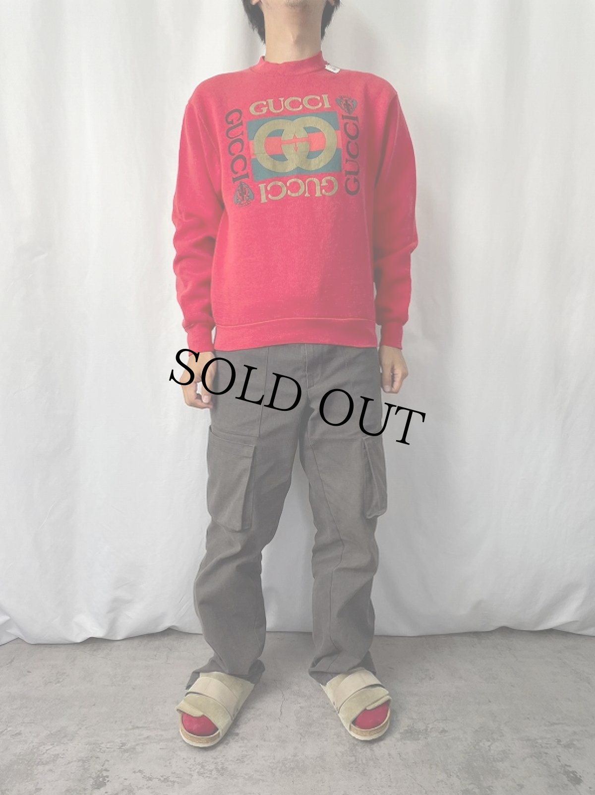 画像2: 90's ブート GUCCI USA製 ロゴプリントスウェット M (2)