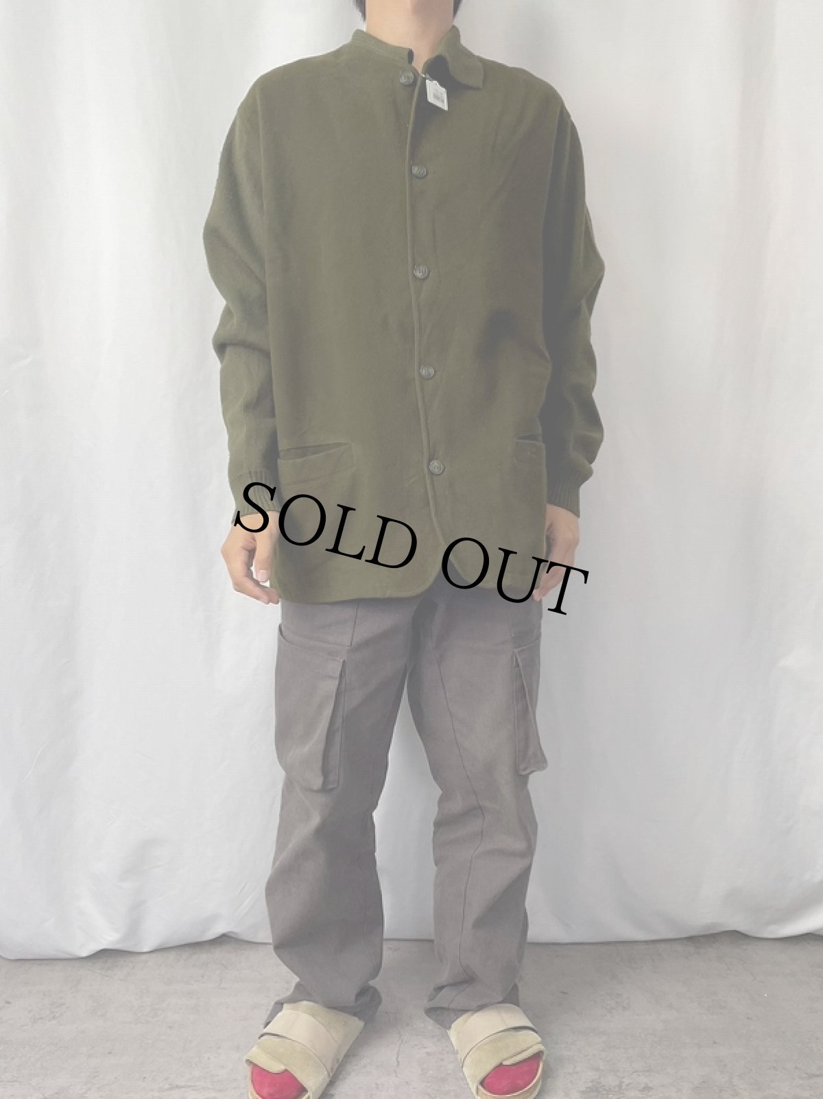 画像2: 90's Burberrys' ニット切り替え ウールジャケット  (2)