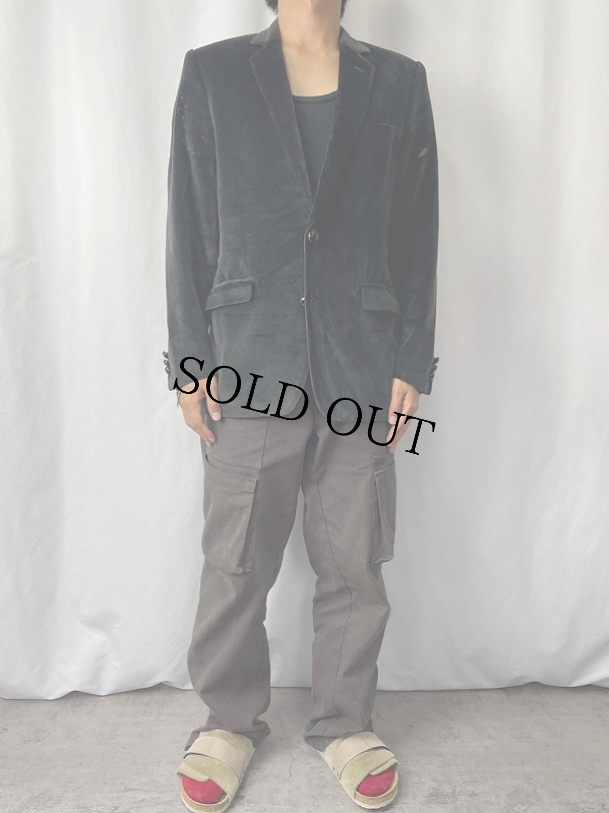 画像2: 90's DOLCE&GABBANA ベルベットテーラードジャケット BLACK (2)