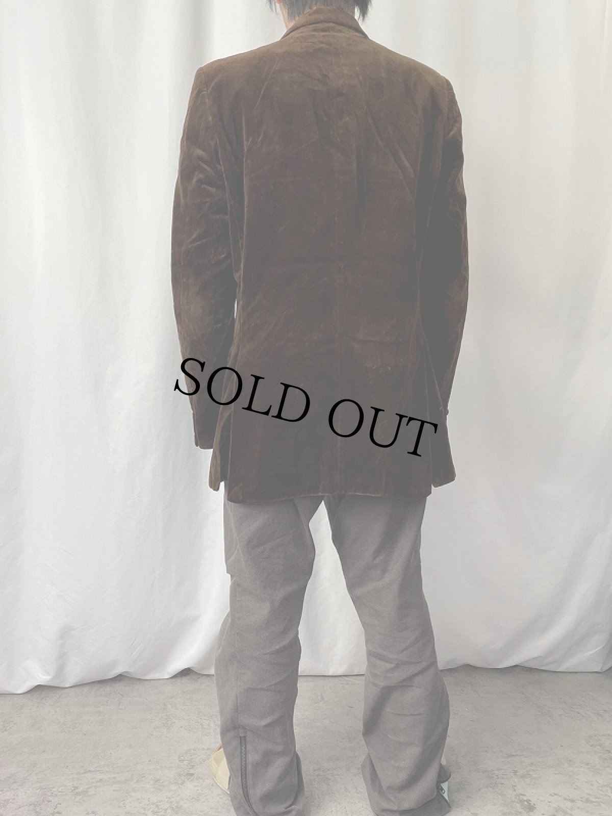 画像3: 80's YVES SAINT LAURENT FRANCE製 ベルベットテーラードジャケット BROWN (3)
