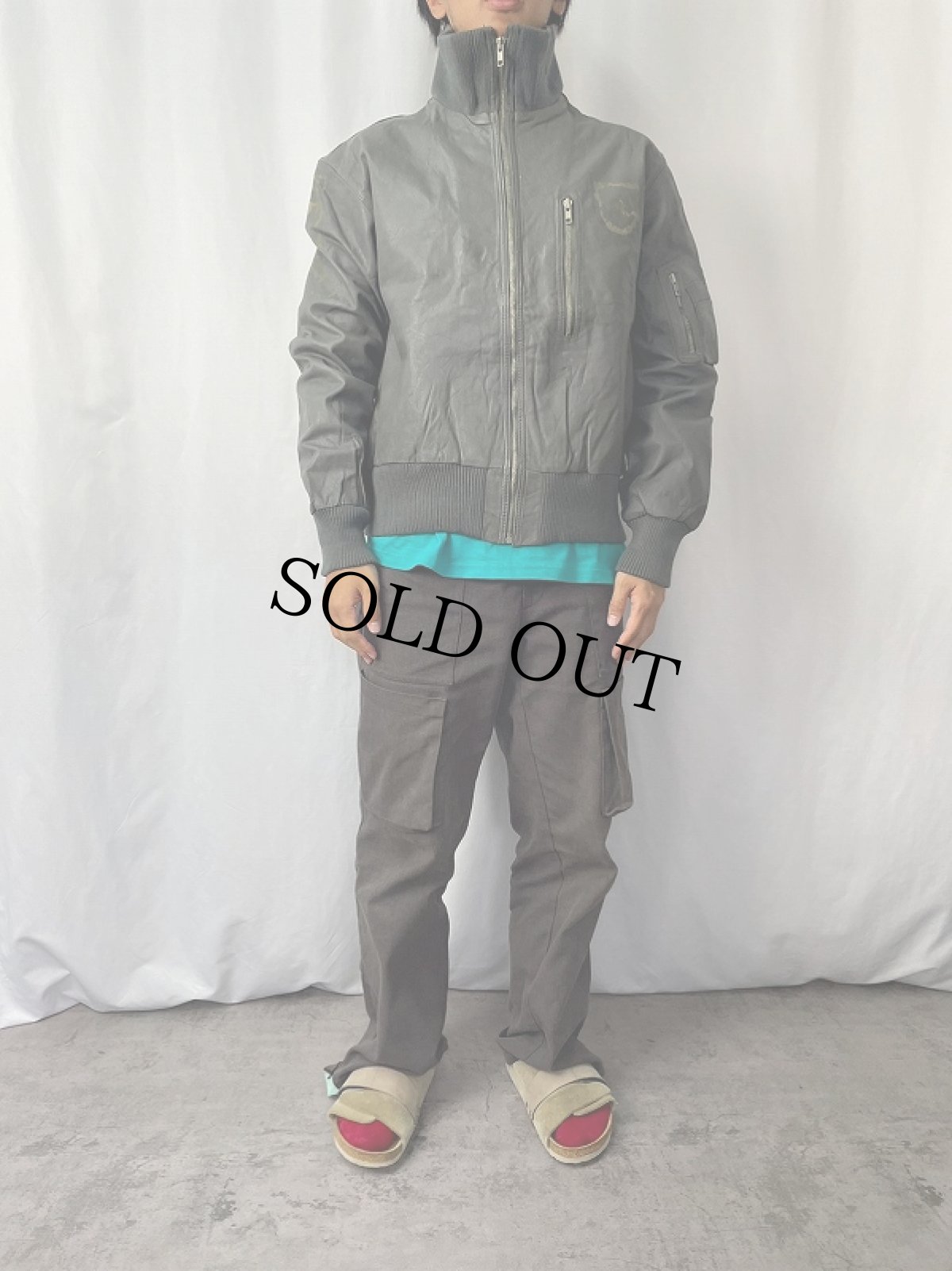 画像2: 民間品 ドイツ軍 フライトレザージャケット SIZE48 (2)